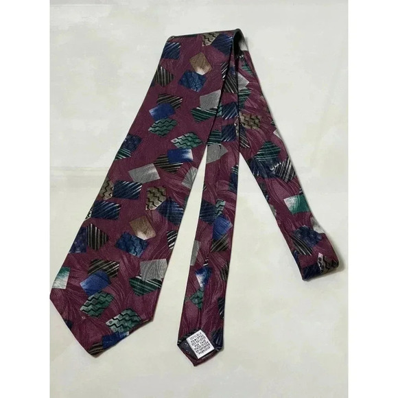 EMILIO PUCCI Mens 100% Silk Neck Tie Imported Made USA Multicolor Square Design - Picture 1 of 5